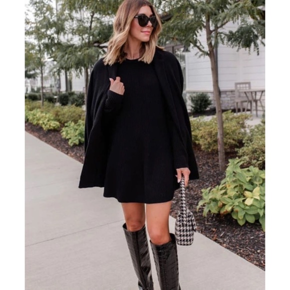 SPLENDID x Cella Jane Sweater Dress Geneva Long Sleeve BLOGGERS FAVORITE M Black - Picture 7 of 16
